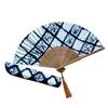 布茗堂手工扎染布艺折扇植物蓝染合辑棉布折扇和风日式工艺折扇