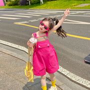 多巴胺穿搭女宝网红炸街套装裙子潮服背带裤短裤中小童五分裤女童