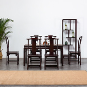 红木家具赞比亚血檀餐桌椅组合餐厅，饭桌实木中式一桌六椅家用餐桌