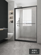 不锈钢静音淋浴房移门浴屏一字型，卫浴门淋浴隔断推拉门浴室玻璃门