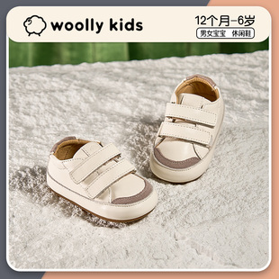 woollykids小羊沃利1~3岁宝宝学步鞋小童运动小白鞋牛皮软底防滑