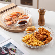 玻璃饺子盘子带醋碟减脂分格餐盘家用贝壳水饺专用盘创意水果盘
