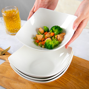 北欧ins风四角盘子创意，菜盘简约陶瓷翘脚碗网红凉菜汤碗沙拉碗盘