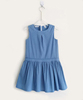 法式高端水洗浅蓝色棉，弹力女大童，连衣裙适应身高95-160cm