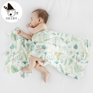 griny婴儿纱布被子夏季薄款新生儿用品，襁褓包巾初生抱被宝宝盖毯