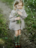 女童装棉麻灯笼袖T恤春娃娃领单排扣长袖衬衫森系泡泡袖亚麻上衣