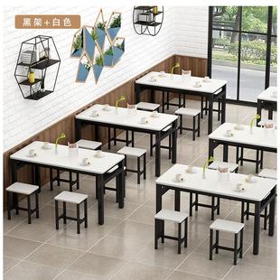 餐桌椅组合长方形快餐桌子早餐饭店食堂小吃店餐桌员工饭桌经济型