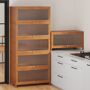 家用客厅货架实木厨房收纳柜子，简易多层展示落地简易置物储物橱柜
