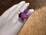天然紫水晶耳环纯银紫水晶，耳坠路路通水晶球圆珠，耳钉耳钩节日礼物