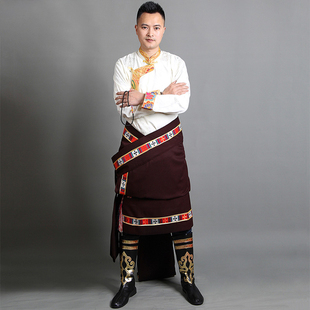 藏袍男原创西藏民族风服装氆氇花边藏服藏族服装藏装男款藏衣
