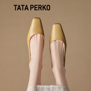TATA PERKO联名女鞋法式复古包头凉鞋女中跟细跟高跟鞋尖头仙女风