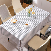 小清新格子桌布防水防油免洗ins风长方形餐桌布茶几桌垫布PVC简约