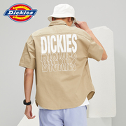Dickies多口袋短袖衬衫男帝客潮牌字母印花春季休闲工装衬衣