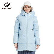 TECTOP/探拓纯色加厚中长款连帽羽绒棉服女防风防泼水保暖外套