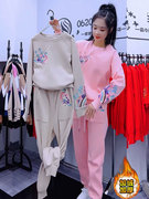 新中式女装秋冬国风盘口刺绣，卫衣加绒小脚裤，2023年小个子套装