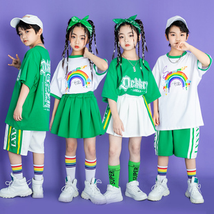 六一儿童啦啦队演出服小学生，运动会开幕式表演服装男童街舞潮服