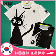 UPTON 韩国羽毛球服男女 可爱黑白灵动小猫速干短袖T 粉色幸运草