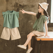 女童夏装洋气套装三四五六七八九十岁小女孩韩版儿童夏季短袖衣服