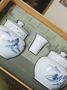 复古风中式陶瓷茶叶包装盒空礼盒白毫银针西湖龙井绿茶礼盒装空盒