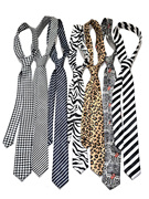送一印花领带女细窄版斑马豹纹棋盘，格条纹波点装饰潮流个性