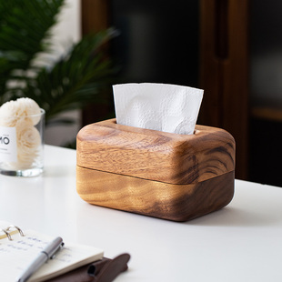 南美胡桃木木制纸巾盒家用客厅木质，抽纸盒日式创意长方形餐巾纸盒