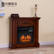 白实木色雕花欧式取暖小壁炉 仿真美式简约假火电子壁炉 装饰观赏