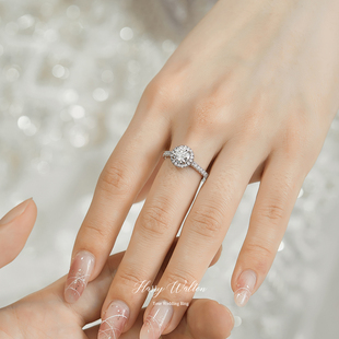 莫桑石钻戒一克拉钻石纯银简约铂金情侣仿真订婚求婚结婚戒指