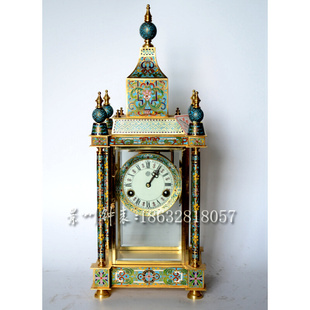 古玩钟表 电镀金欧式机械座钟 纯铜机芯 发条台钟 高档红木配套钟
