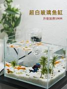 超白玻璃鱼缸客厅小型桌面长方形观赏水族箱生态造景水草乌龟裸缸