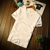 男士短袖t恤夏季潮流，v领纯棉体桖韩版潮牌男装，半袖白色衣服打底衫