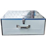 铁箱子长方形带锁铁盒子手提钱箱桌面收纳盒保险储物收银箱抽屉盒