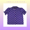 SMALL POTATO原创复古少女紫色波点泡泡袖宽松衬衫2020 vol.4