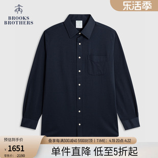 Brooks Brothers/布克兄弟男士修身版绅士宽距领纯色长袖正装衬衫