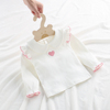 婴儿春秋装打底衫，0-3岁女宝宝长袖白色t恤女童娃娃领绣花上衣洋气