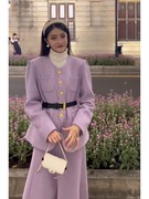小香风紫色套装裙2023女装小洋装，气质名媛高级感韩剧两件套女