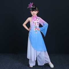 高档儿童古典舞蹈演出服装六一节日女童飘逸中国风扇子舞台表