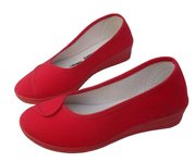 女式护士鞋白色黑色红色舞蹈坡跟美容鞋工作鞋女单鞋os布鞋