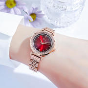 网红时尚手表气质镶钻玫瑰金钢带(金钢带)石英腕表士手表防水歌迪女