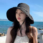 防晒帽子女士太阳帽可折叠出游户外夏季遮脸防紫外线大帽檐遮阳帽