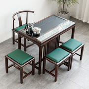 新中式茶桌家用实木乌檀木功夫茶桌椅组合茶台阳台会客桌家用