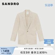 SANDRO Outlet男装春季通勤纯色简约单扣亚麻西装外套SHPVE00607