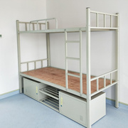 定制2023工地双层床钢制加厚全钢铁床实木床高低床上下铺宿舍