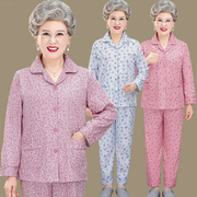 奶奶春秋纯棉睡衣，两件套装中老年人家居服，女长袖衣服妈妈棉毛衫裤