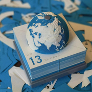 2024地球日历3d立体模型，手撕纸雕地球仪日历，便签模型创意定制台历