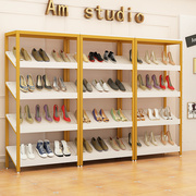 鞋店鞋架展示架创意落地式组合货架，服装店铺金色多层包包架鞋柜