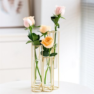 创意欧式插花试管大花瓶客厅干花装饰摆件北欧透明玻璃Z小清