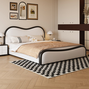 洛西亚现代简约储物皮床1.8m双人床，意式小户型主卧黑白色床真皮床