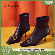 dfuse迪芙斯秋冬方头小众，设计马衔扣细高跟，短筒靴踝靴df14116402