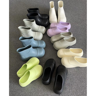 韩guo雨靴同款wei货，多巴胺彩色橡，胶鞋拖鞋中筒鞋