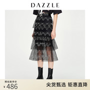 DAZZLE地素奥莱 Casper联名黑网纱仙女半身长裙2D1S4017A